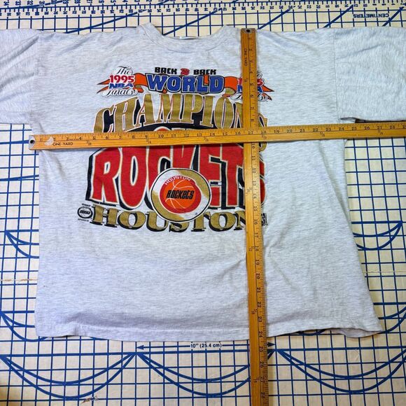 Vtg 1995 Houston Rockets NBA Finals Champions T-Shirt Blue Wave XL Back to Back - Picture 12 of 13